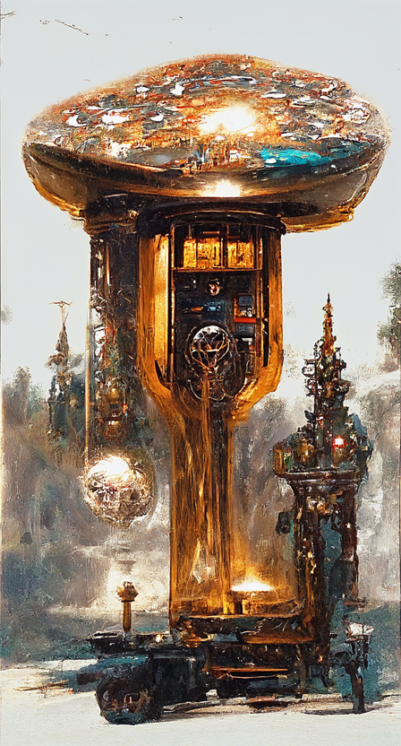 Ai artwork showcasing a machine from the afterlife