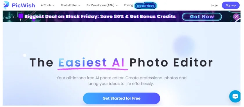 Homepage di PicWish