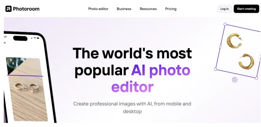 Homepage di PhotoRoom