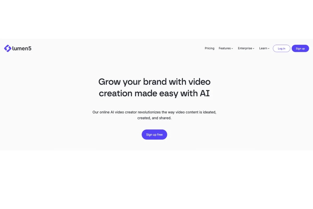 Homepage di Lumen5 AI