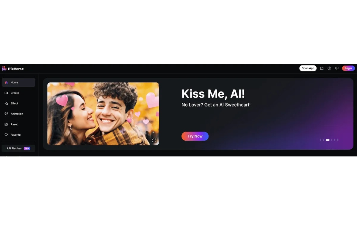 Homepage di Pixverse AI