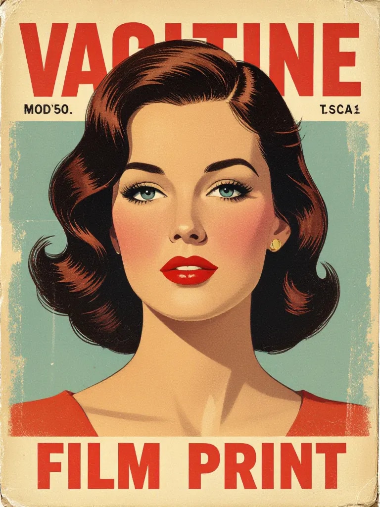 Stil eines Vintage-Magazin-Covers, kräftige, aber verblasste Farben, Kunstdruck-Textur