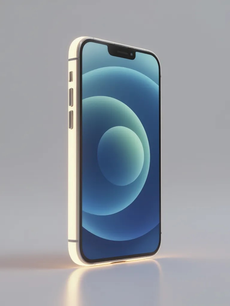 A sleek 3D render of a smartphone with glowing edges.
