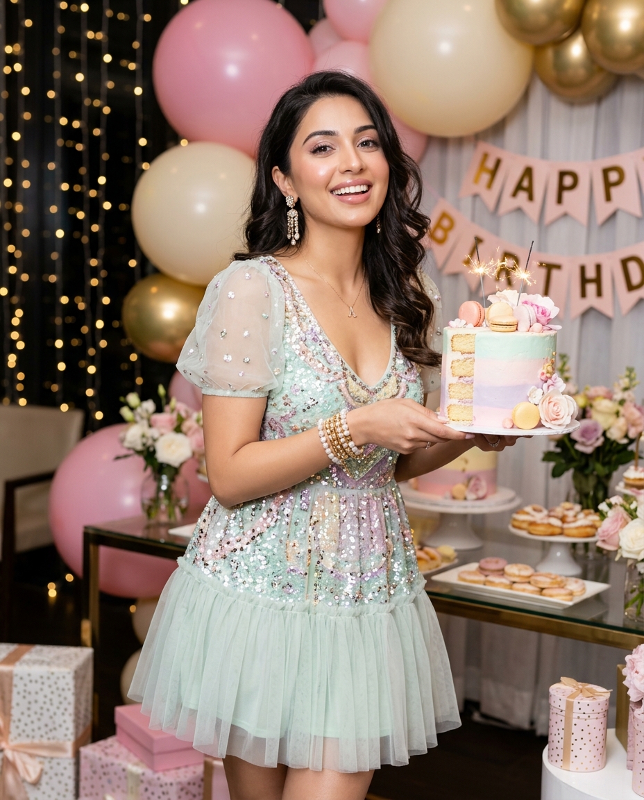 Glam birthday portrait concept for creators