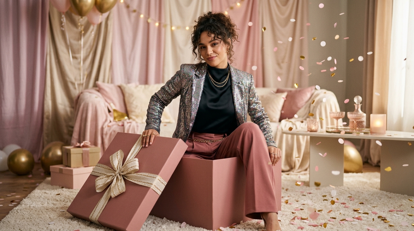 Birthday trend hero-style inline visual with luxe gift styling