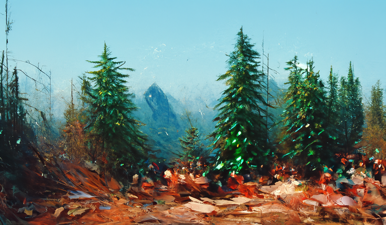  Paysage impressionniste Art AI des pins