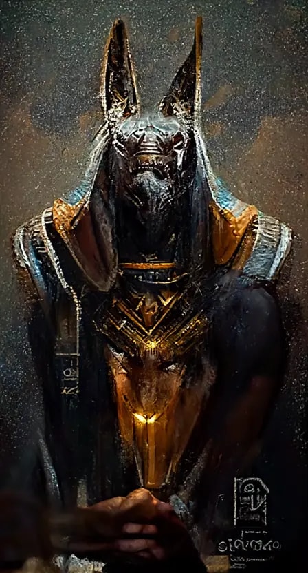 Retrato de Anubis generado por AI