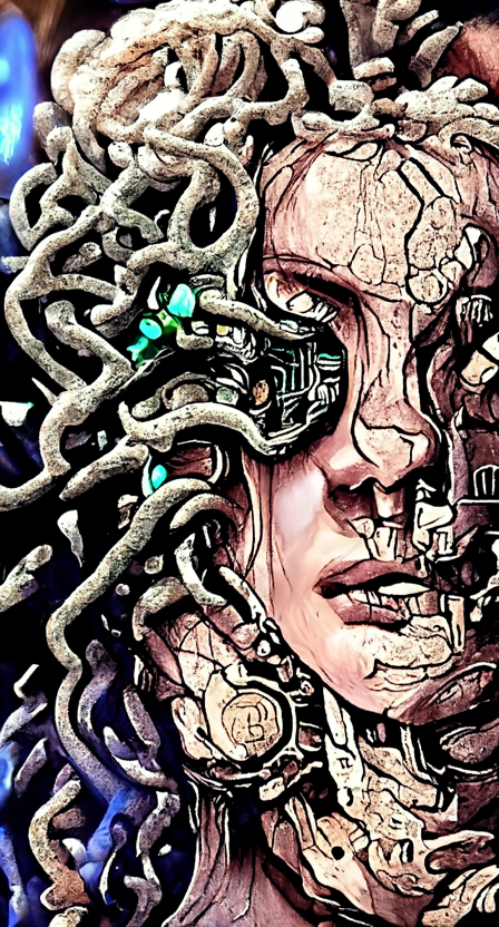 KI-generiertes Porträt der Roboter-Medusa