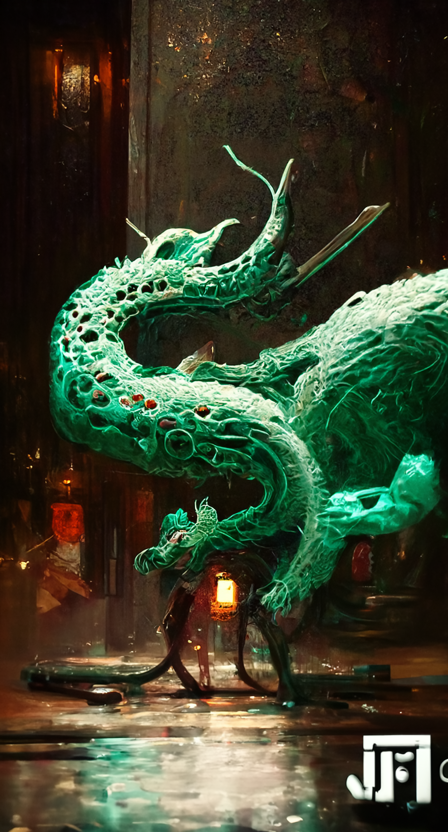 Ai gegenereerde afbeelding van een jade draak