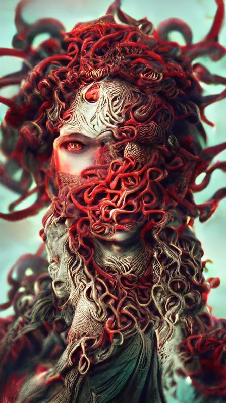 Portret van Medusa gegenereerd via starryai