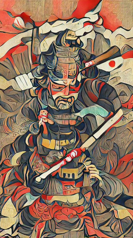 AI gegenereerde afbeelding van een Japanse krijgsheer