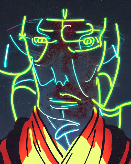 neon-style abstract portret gegenereerd via starryai
