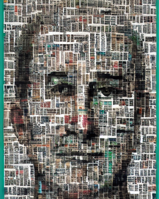 Mosaikartiges Selbstporträt eines Mannes erstellt von starryai